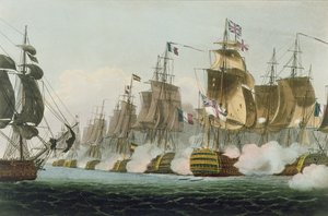 De Slag bij Trafalgar, 21 oktober 1805, gegraveerd door Thomas Sutherland voor J. Jenkins